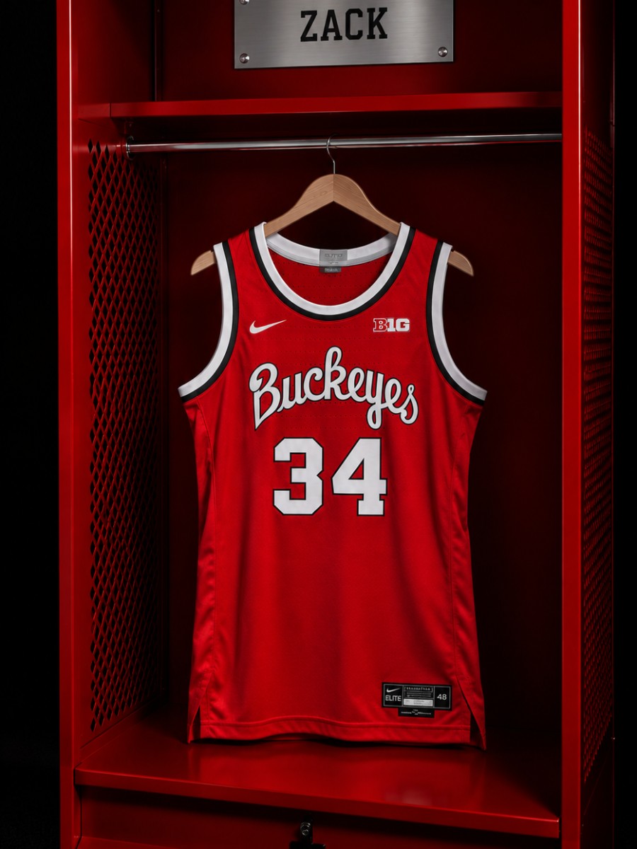 Number 34 Ohio State jersey in a locker